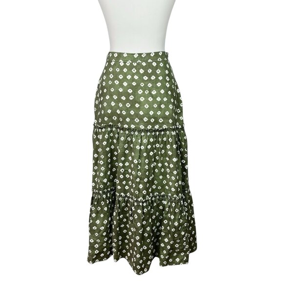 Polo Ralph Lauren Linen Tiered Western Maxi Skirt in Olive Green - Picture 14 of 14